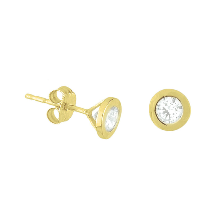 Ohrstecker aus 14K Gelbgold mit runden Zirkonia-Steinen in klarer Fassung