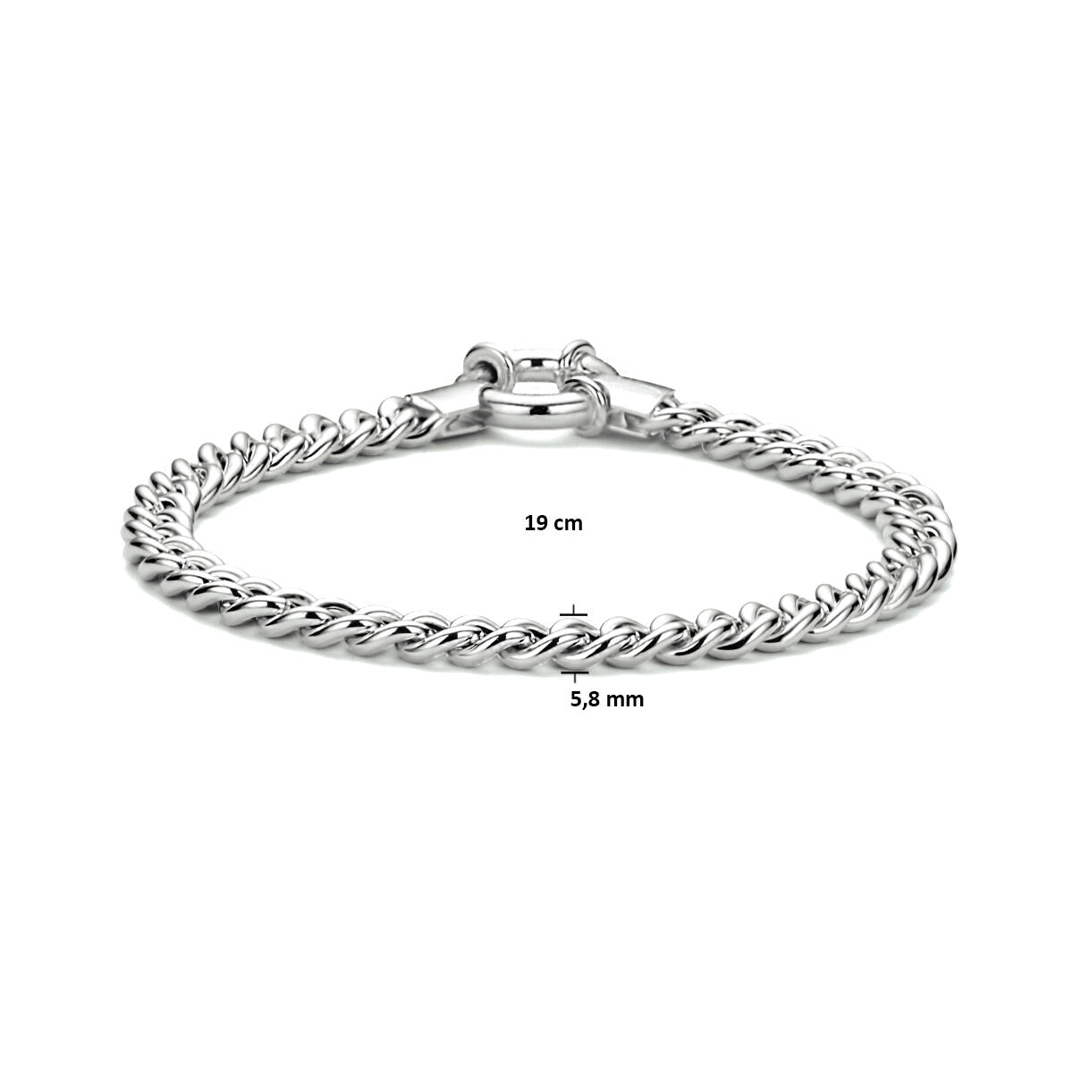 Armband Gourmet 5,8 mm 19 cm mit großem Karabinerverschluss Silber rhodiniert