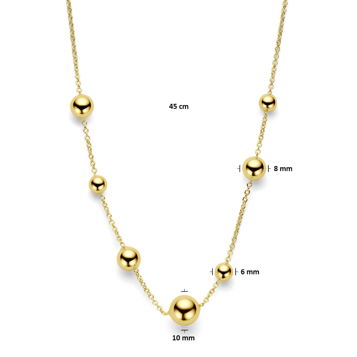 Halskette Kugeln 45 cm 14K Gelbgold