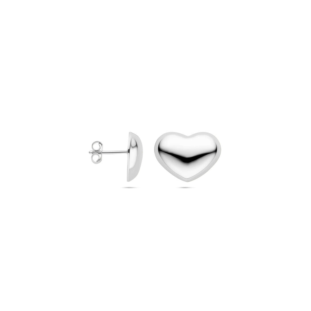 oorknoppen hartje 13 mm zilver gerhodineerd