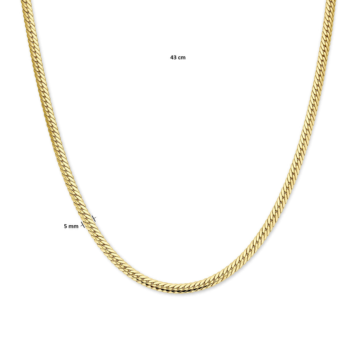 Panzerhalskette 5 mm 43 cm 14K Gelbgold