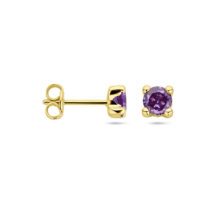Ohrstecker Synth. Amethystist 14K Gelbgold