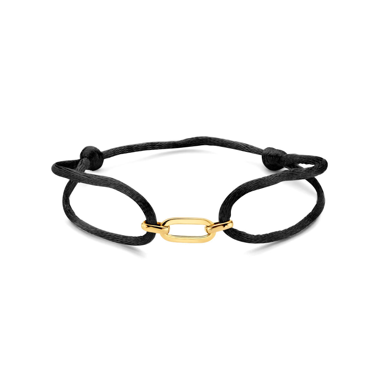 Armband aus 14K Gold mit schwarzem Satinband und einem Verschluss aus Gold