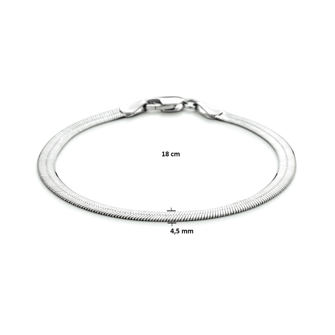 Armband flach 4,5 mm Silber rhodiniert