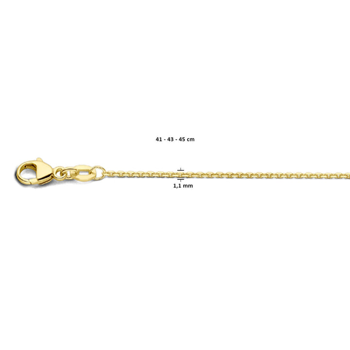 Halskette Anker diamantiert 1,1 mm 41 - 43 - 45 cm 18K Gelbgold