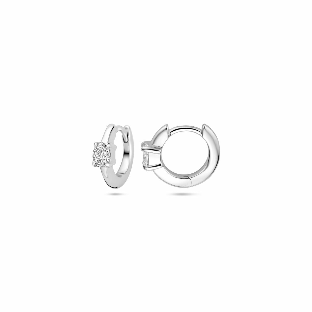 Klappohrringe Zirkonia 10 mm Silber rhodiniert