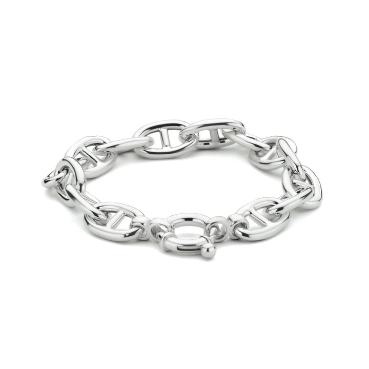 De armband marine 10,3 mm 19 cm met groot springslot van Van der Kooij Collectie is een gerhodineerd zilveren sieraad, stijlvol gepresenteerd op een witte achtergrond.
