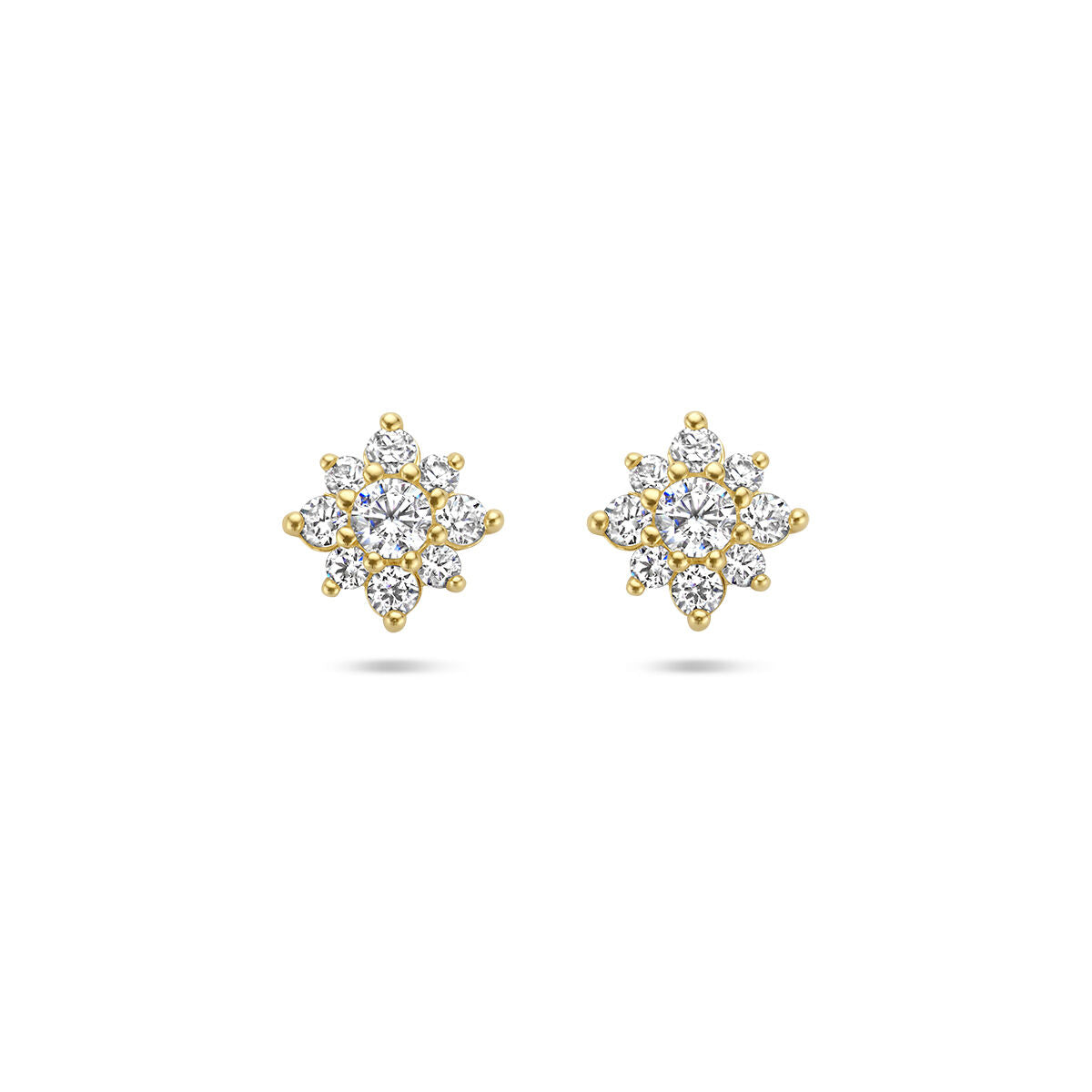 Ohrstecker aus 14K Gelbgold mit Zirkonia in Rosettenform