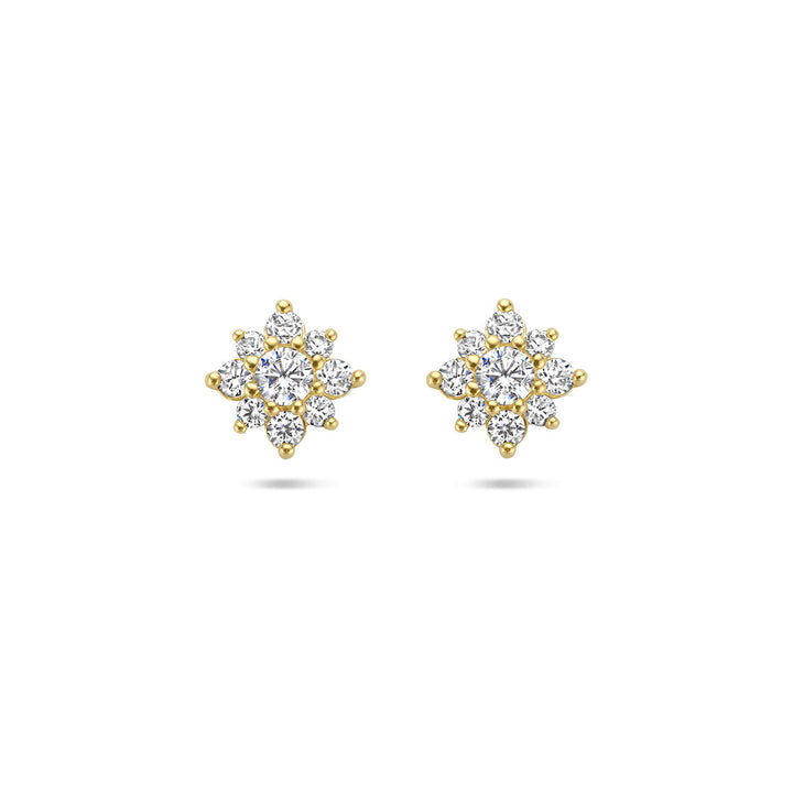 Ohrstecker Zirkonia Rosette 14K Gelbgold