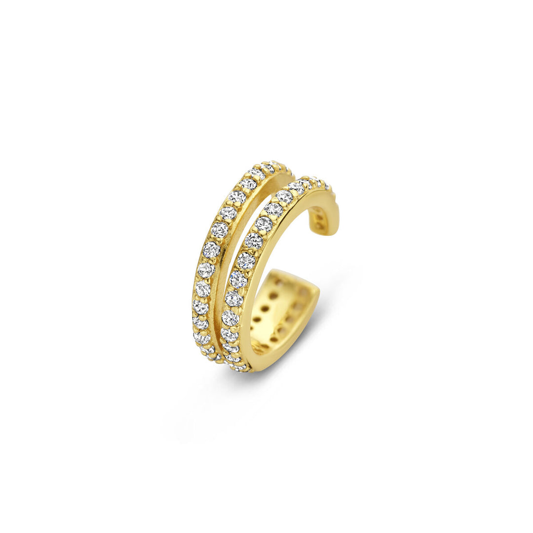 Verguld zilveren ear cuff met zirkonia – sprankelende elegantie zonder piercing