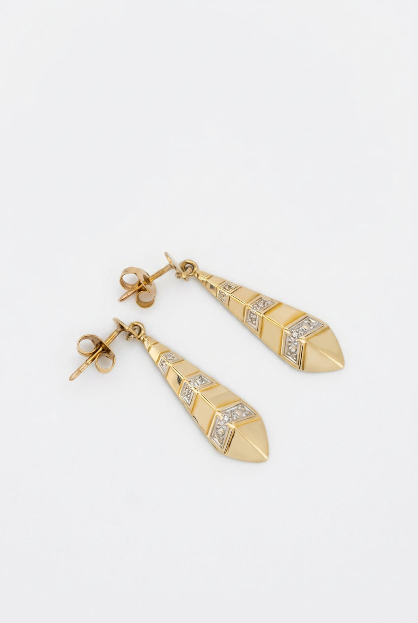 Vintage Goldohrringe 14K Ohrringe Welle 5.2gr