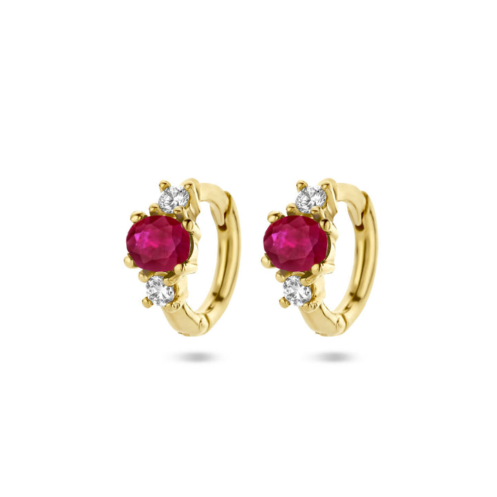 Ohrhänger Rubin und Diamant 0,10 ct (2x0,05 ct) h si 14K Gelbgold