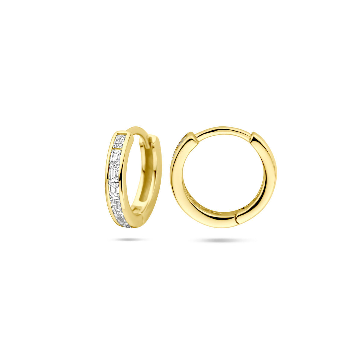 Klappohrringe Zirkonia 12 mm 1 Mikron Silber vergoldet (gelb)