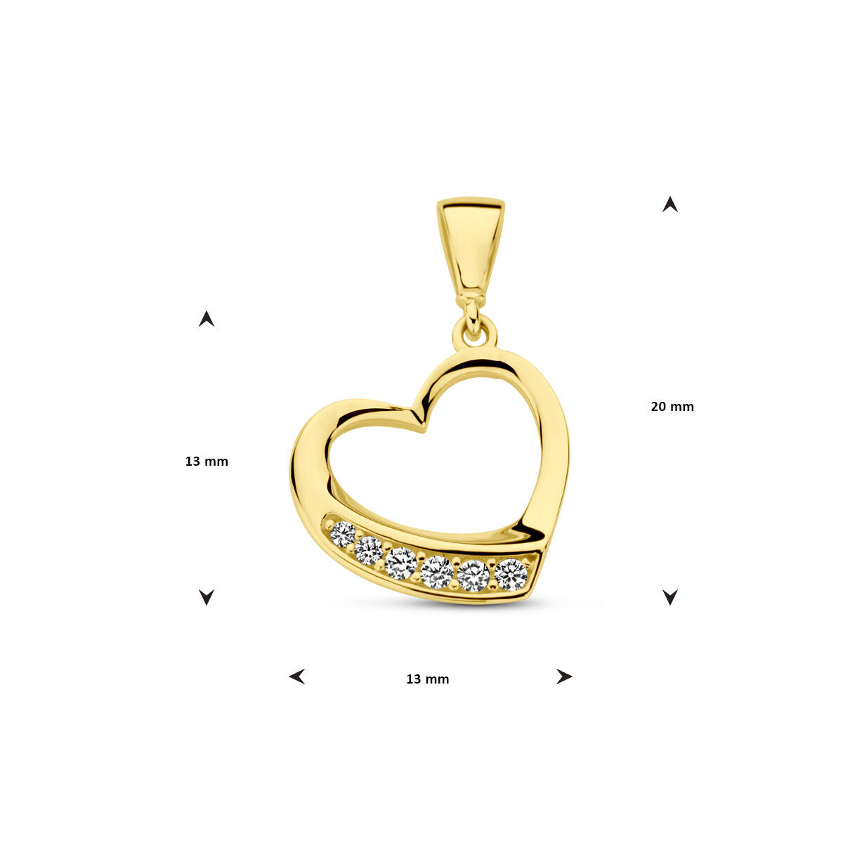 Anhänger Herz Zirkonia 14K Gelbgold
