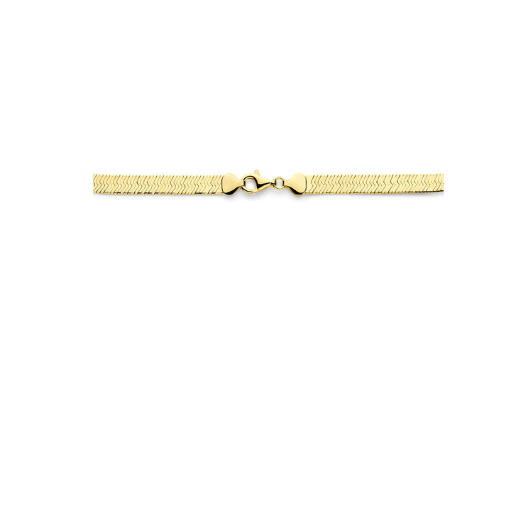 collier slang plat 7 mm 43 cm 3 micron zilver verguld (geel)