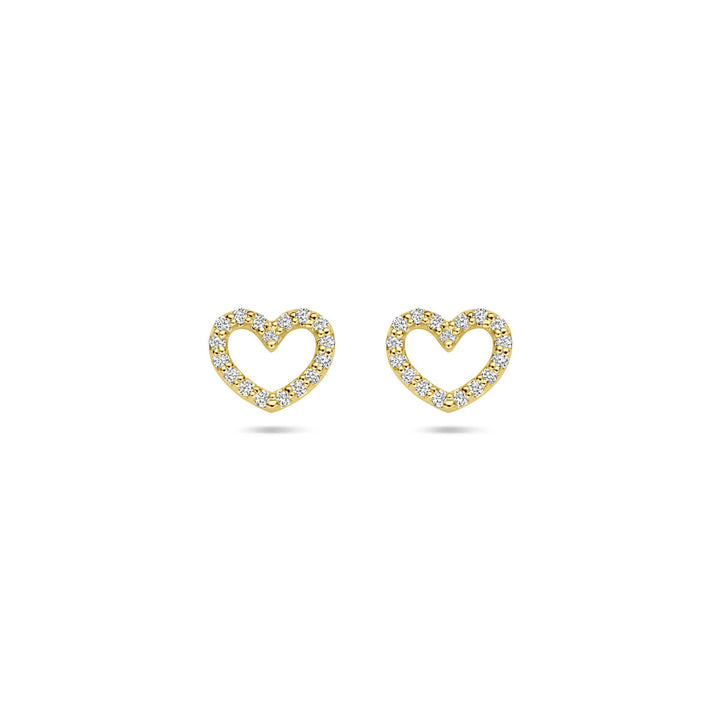 14k geelgouden hartvormige oorknoppen met lab grown diamant