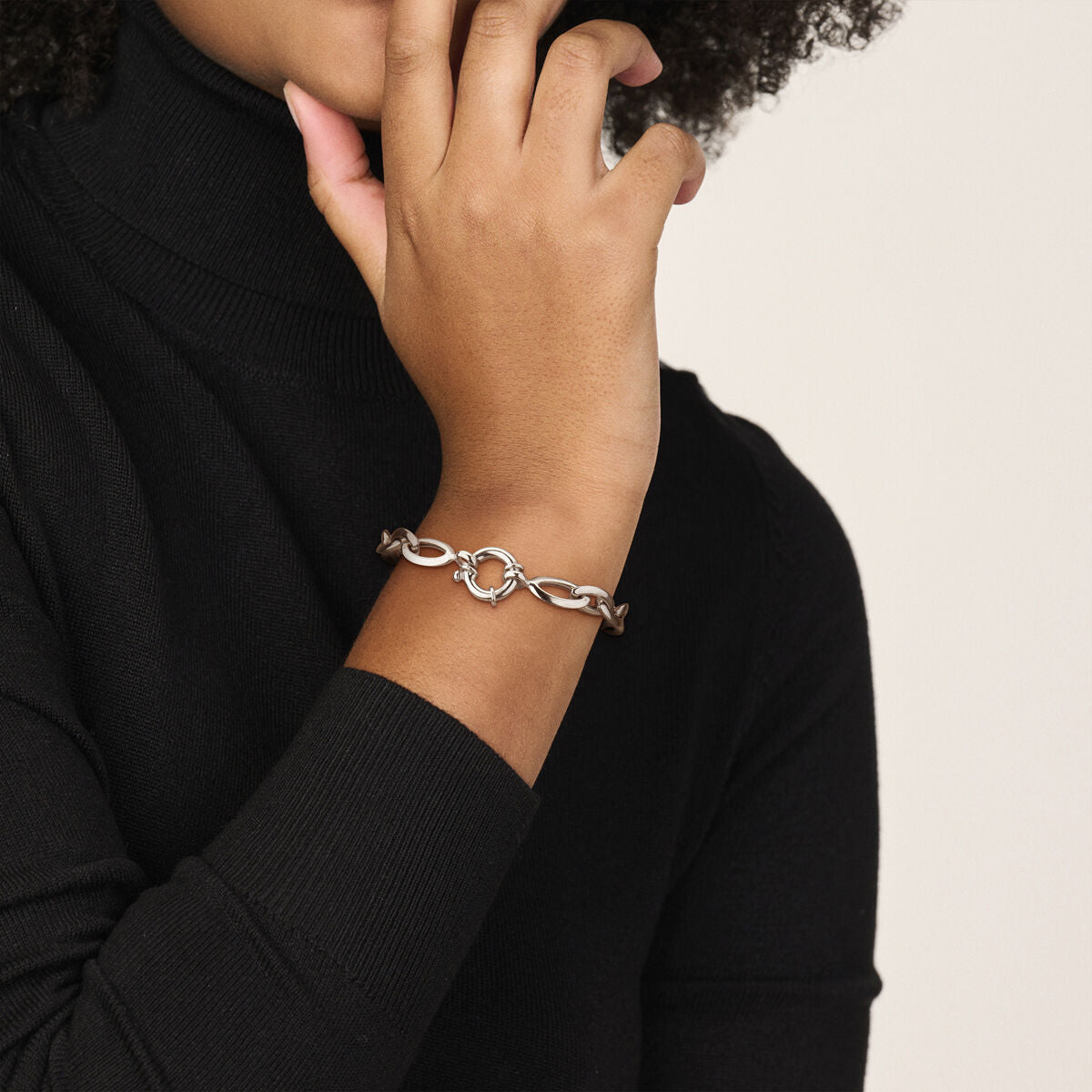 Armband Anker 9,5 mm 20 cm mit großem Federringverschluss rhodiniert Silber