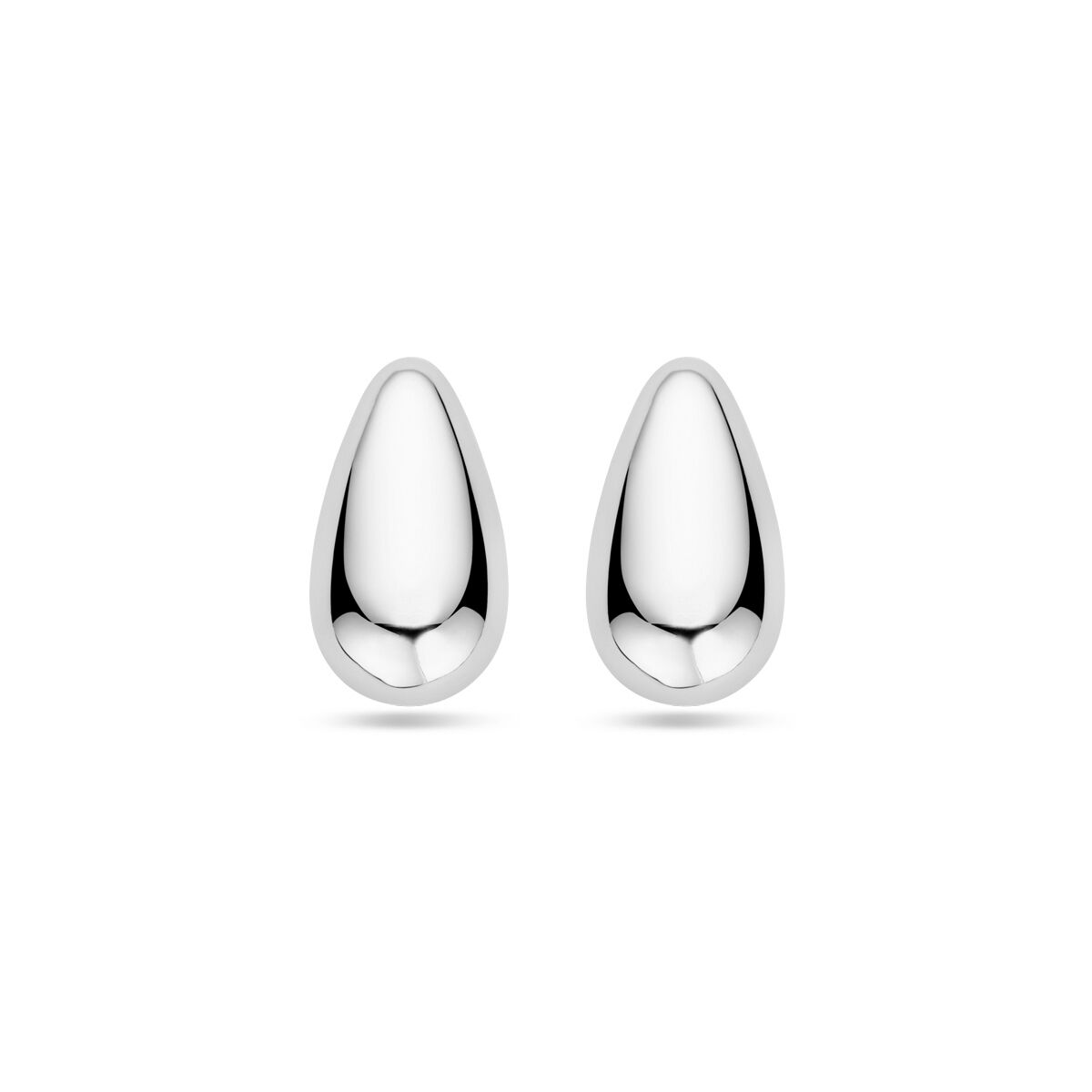 Ohrstecker in Tropfenform, 15 mm, aus rhodiniertem Silber mit glänzender Oberfläche