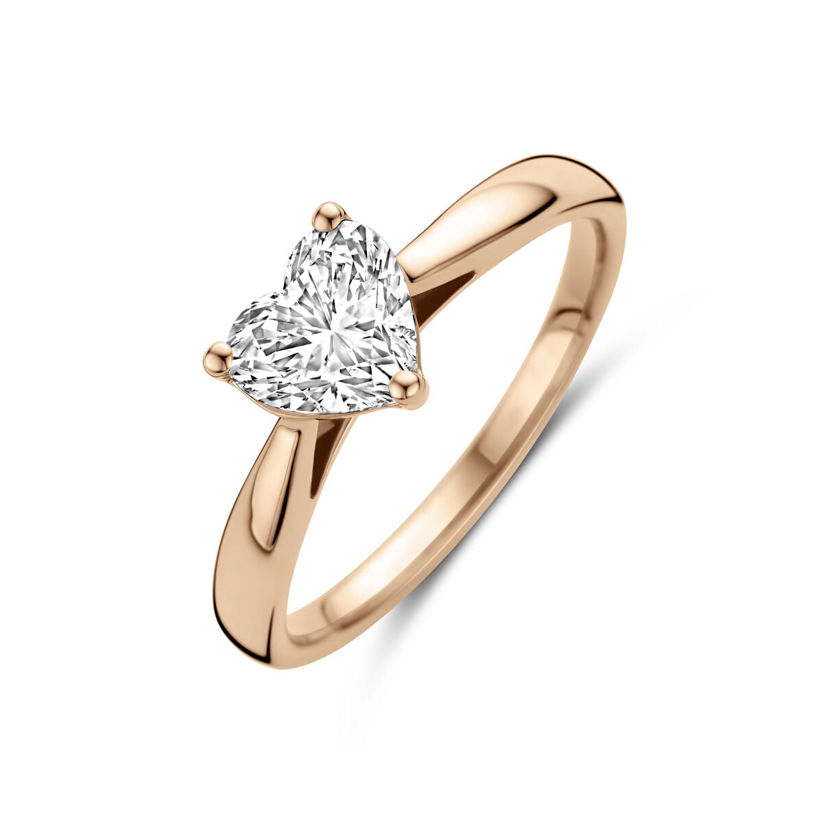 Ring aus 14K Roségold mit einem herzförmigen lab-grown Diamanten von 1,0 ct