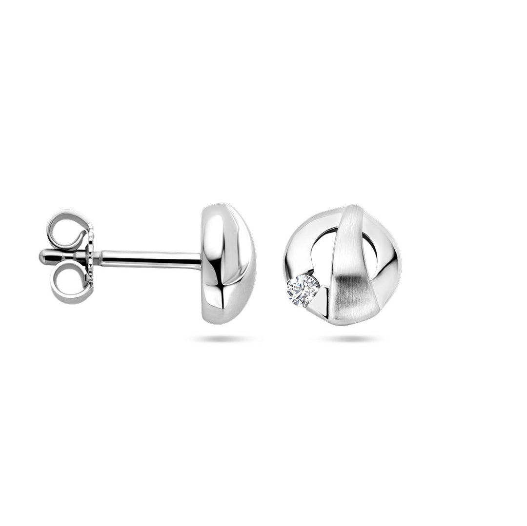 Ohrstecker Zirkonia Poly/Silber matt rhodiniert