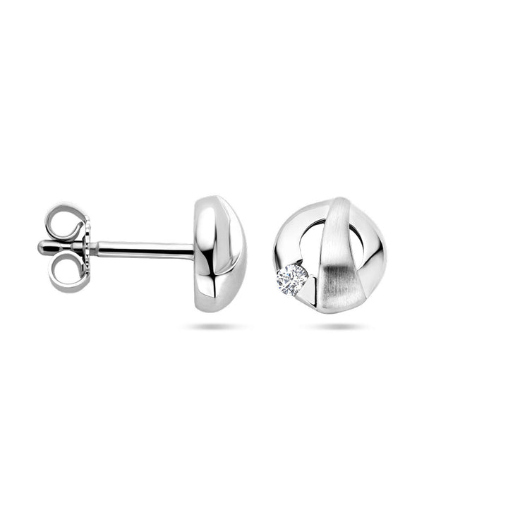 Ohrstecker Zirkonia Poly/Silber matt rhodiniert