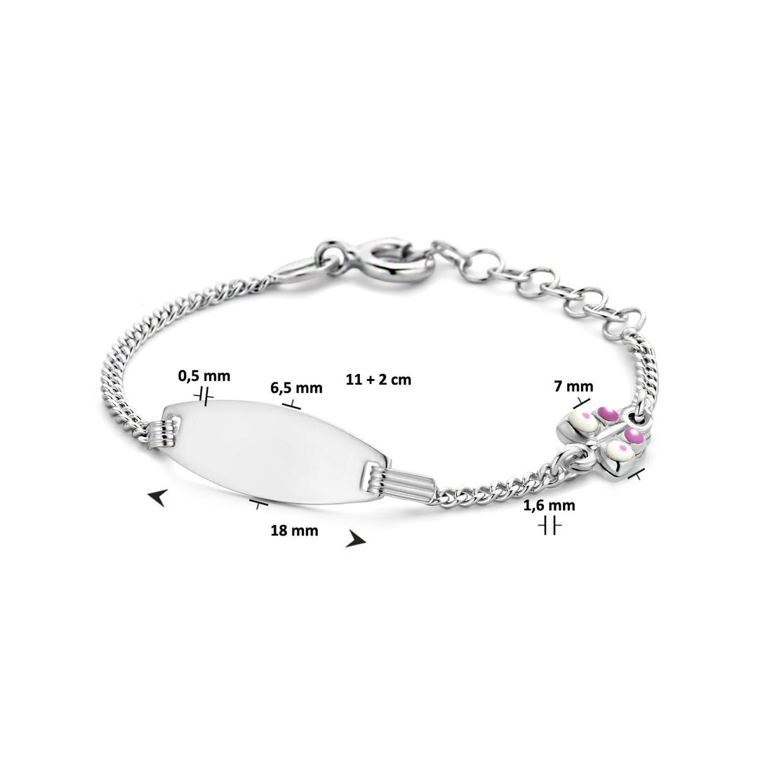 Gravurarmband Schmetterlingsplättchen 6,5 mm 11 + 2 cm Silber rhodiniert