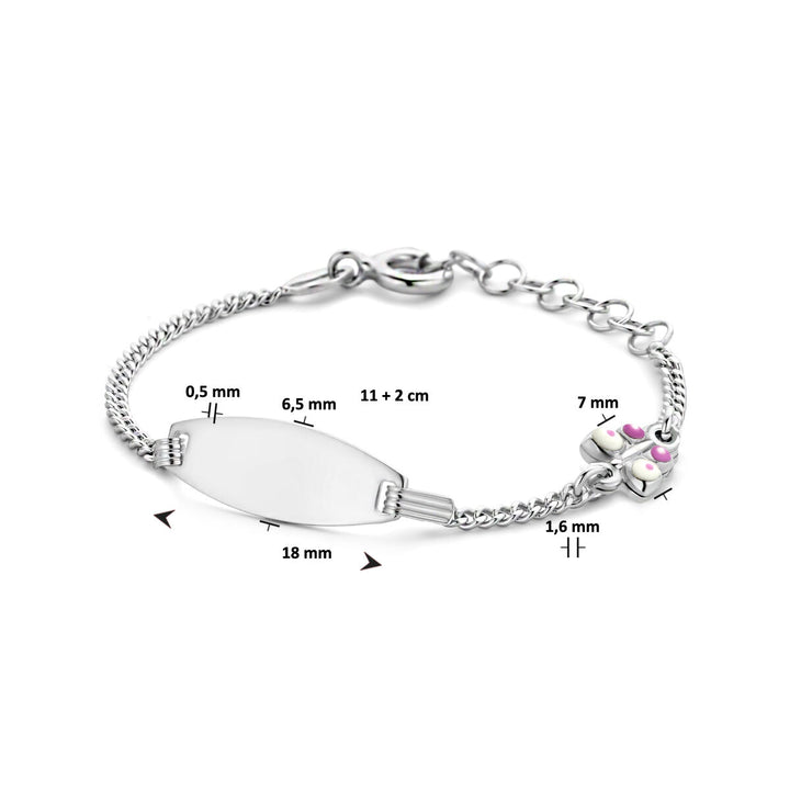 Gravurarmband Schmetterlingsplättchen 6,5 mm 11 + 2 cm Silber rhodiniert