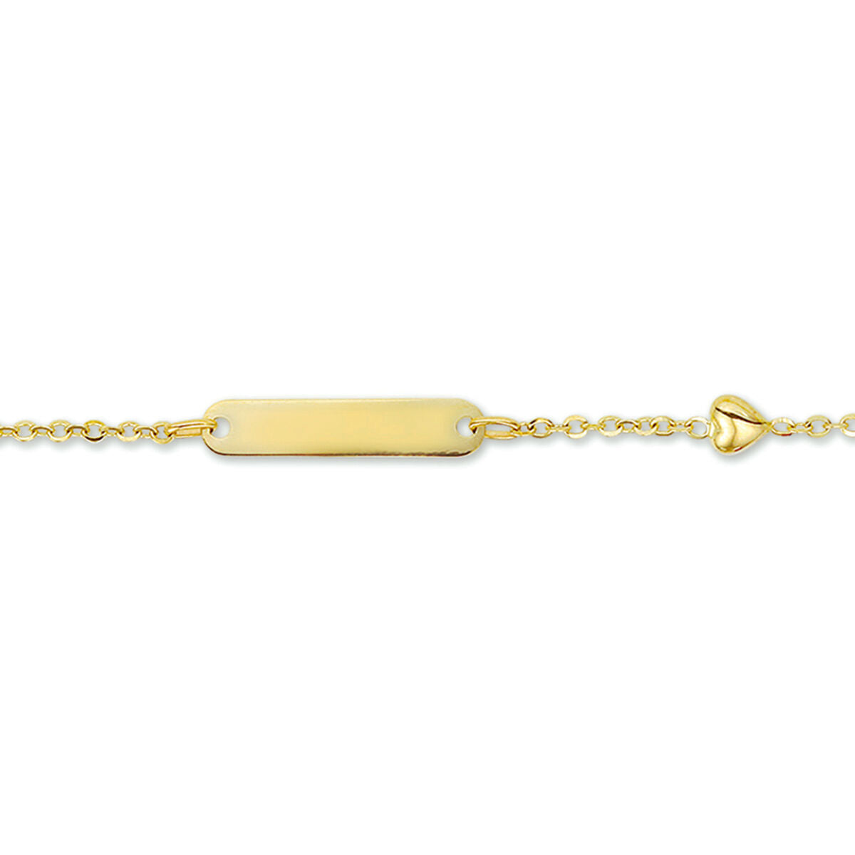 Gravierte Herzplatte aus Gold mit feiner Kette, Länge 11-13 cm