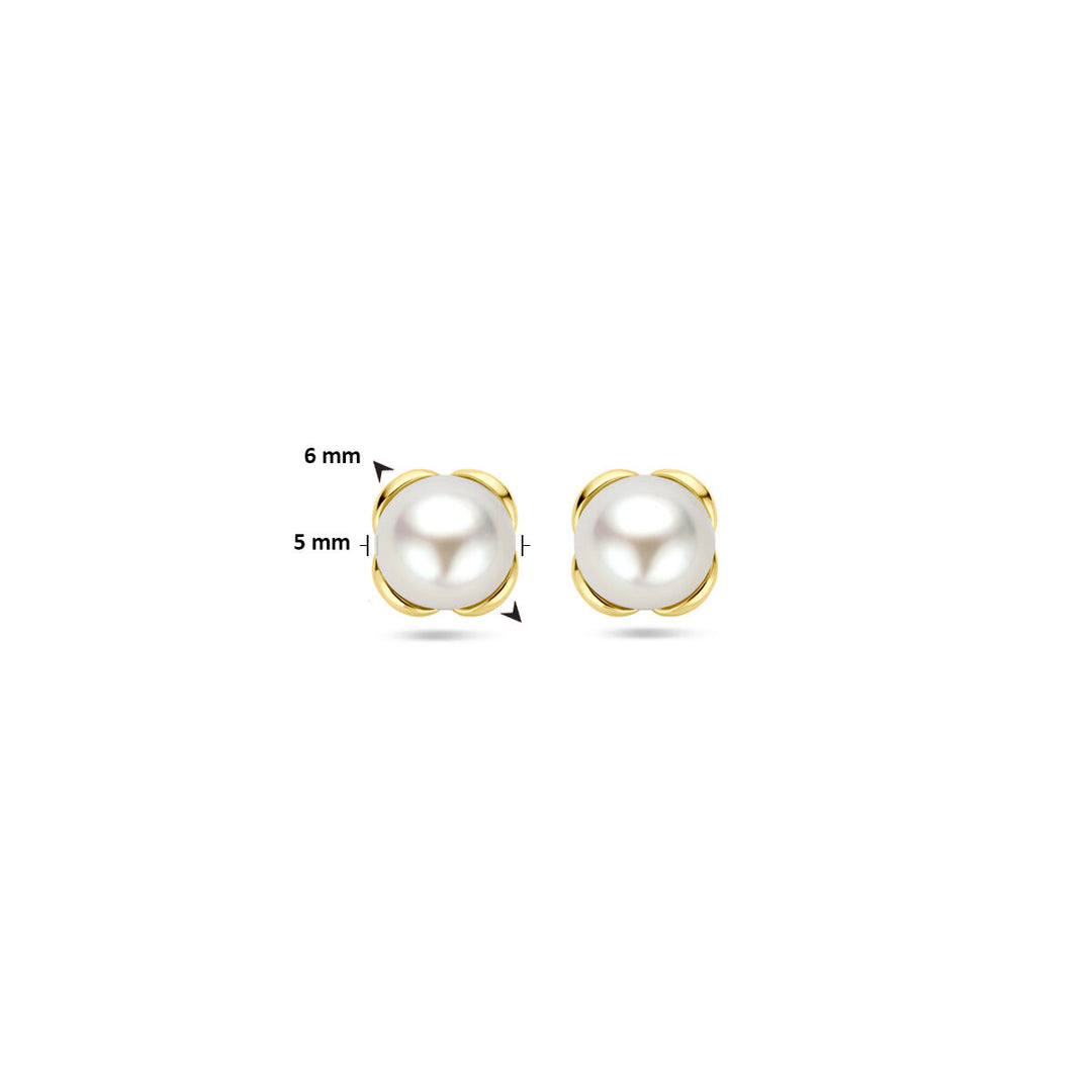 Ohrstecker Blumenperle 14K Gelbgold