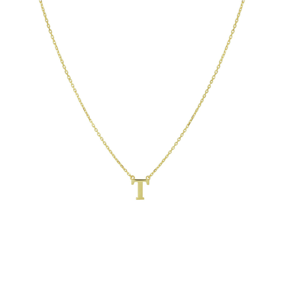 De Gouden dames ketting letter 14K van Van der Kooij Collectie is een delicate 14k geelgouden anker collier met goudkleurige hoofdletter T hanger-het perfecte sieradencadeau voor dames.