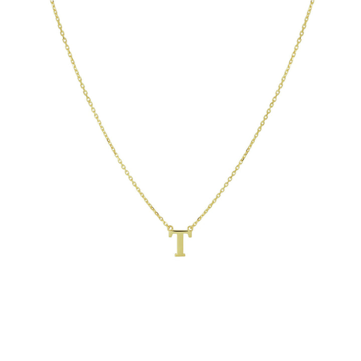 De Gouden dames ketting letter 14K van Van der Kooij Collectie is een delicate 14k geelgouden anker collier met goudkleurige hoofdletter T hanger-het perfecte sieradencadeau voor dames.