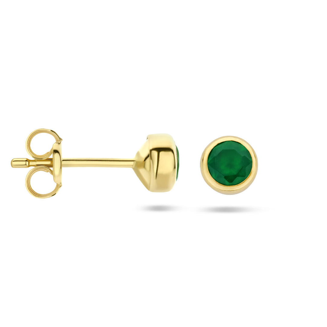 Ohrstecker grüner Achat 14K Gelbgold