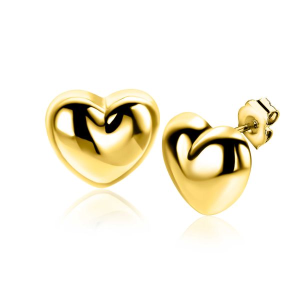 Ohrringe in Herzform aus glänzendem Gold mit einem polierten Finish