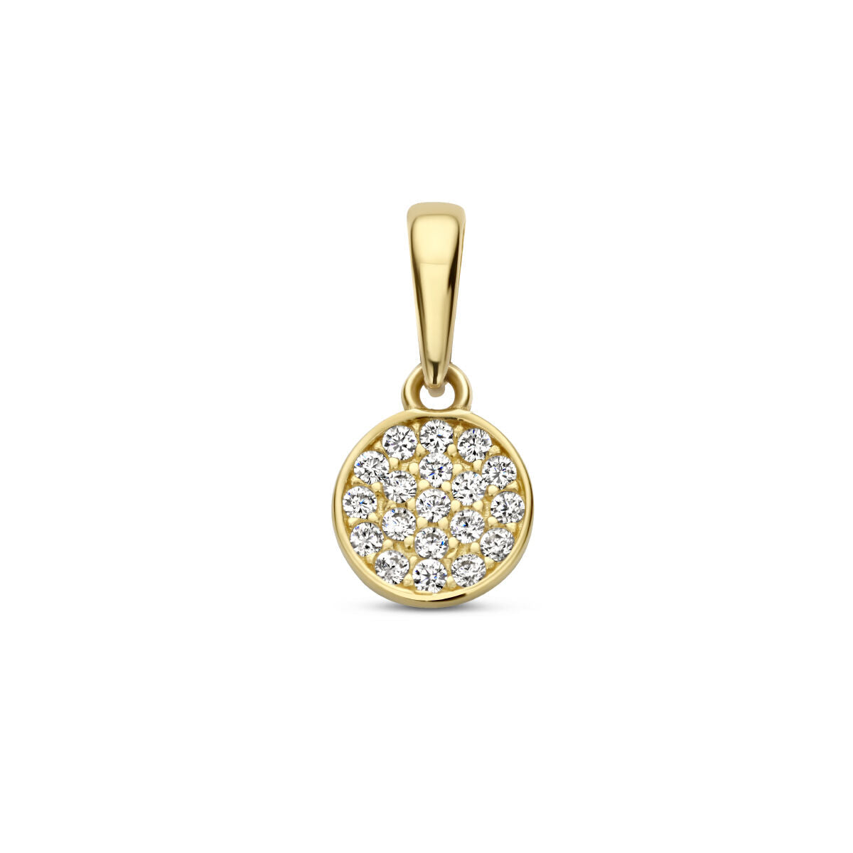 Runder Anhänger mit Zirkonia in goldfarbenem Design