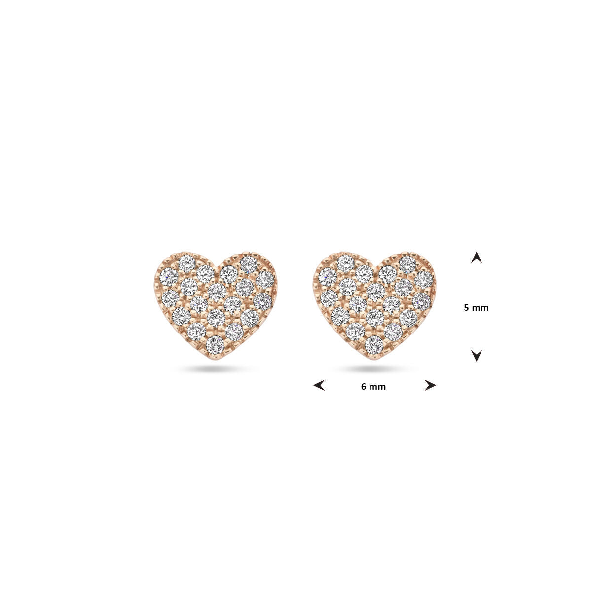 Ohrstecker Herz Diamant 0.11ct (2x 0.055ct) H SI 14K Roségold