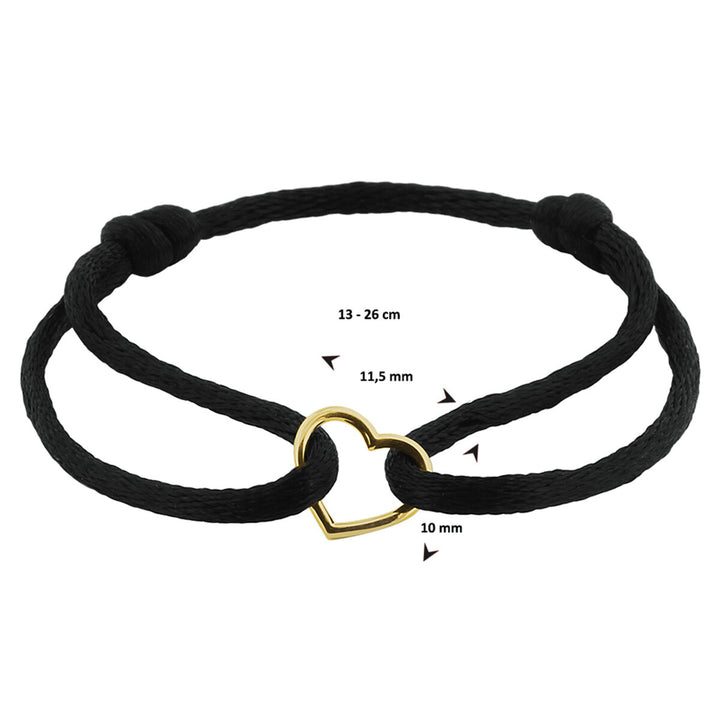 Armband Satinherz 14K Gold mit Kautschuk/Nylon/Leder