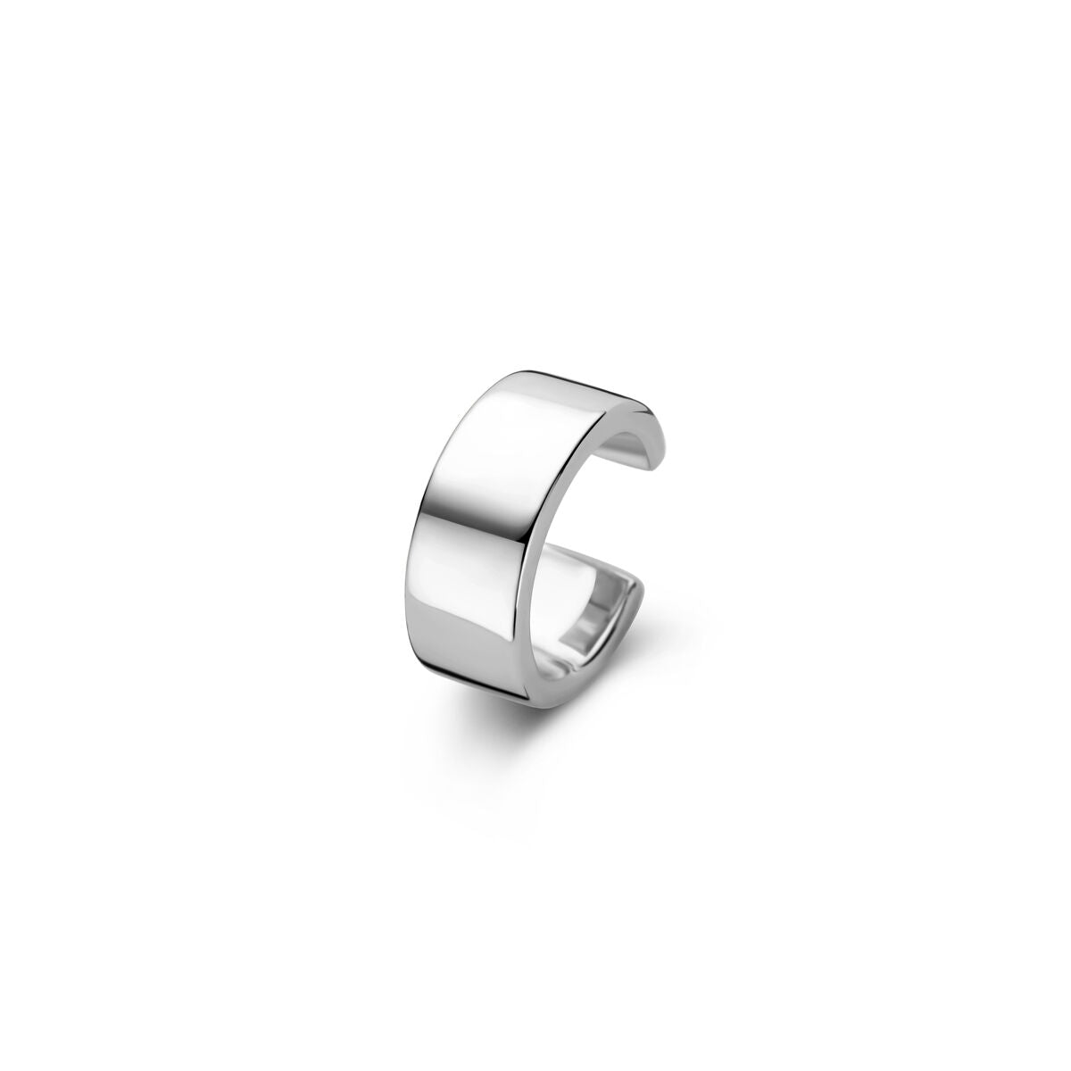 Zilberner Ear Cuff aus rhodiniertem 925 Silber mit glatter, polierter Oberfläche