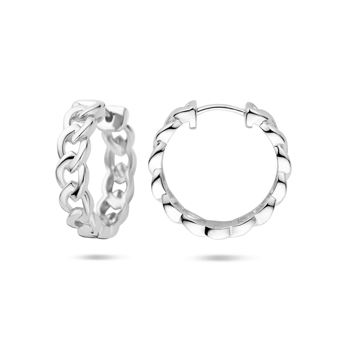 Creolen Gliederdesign 18mm Silber rhodiniert