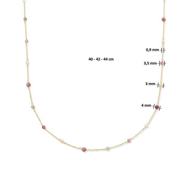 Halskette Turmalin 40 - 42 - 44 cm 14K Gelbgold