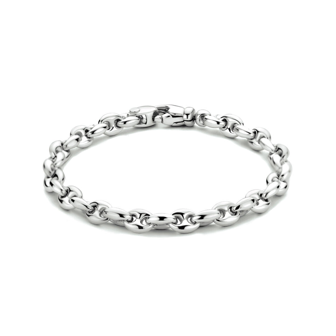 armband koffieboon 6,2 mm 19 cm zilver gerhodineerd