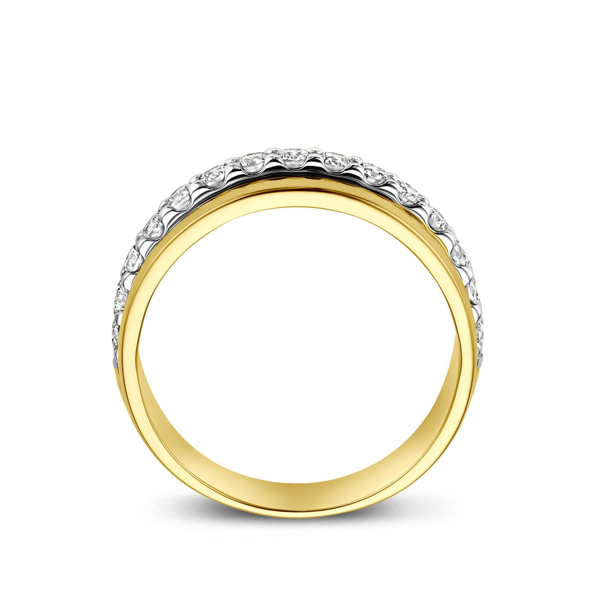 14k Damenring Bicolor mit Diamant – Gelb- und Weißgold