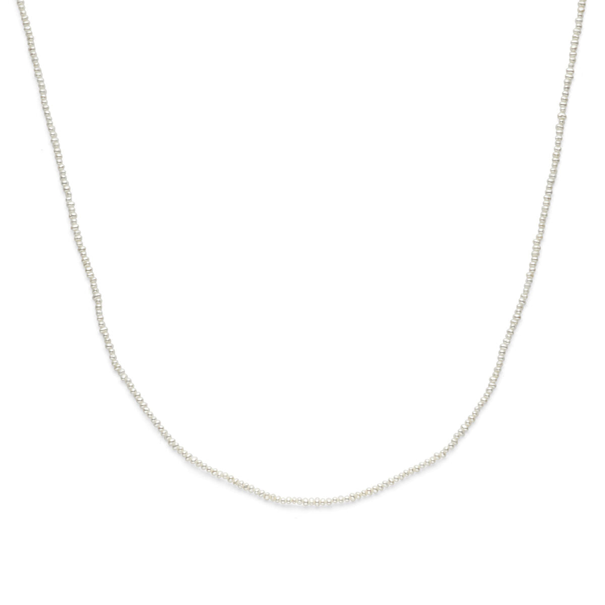 Halskette aus kleinen Perlen mit vergoldetem Silber in Gelb, Länge 41-45 cm