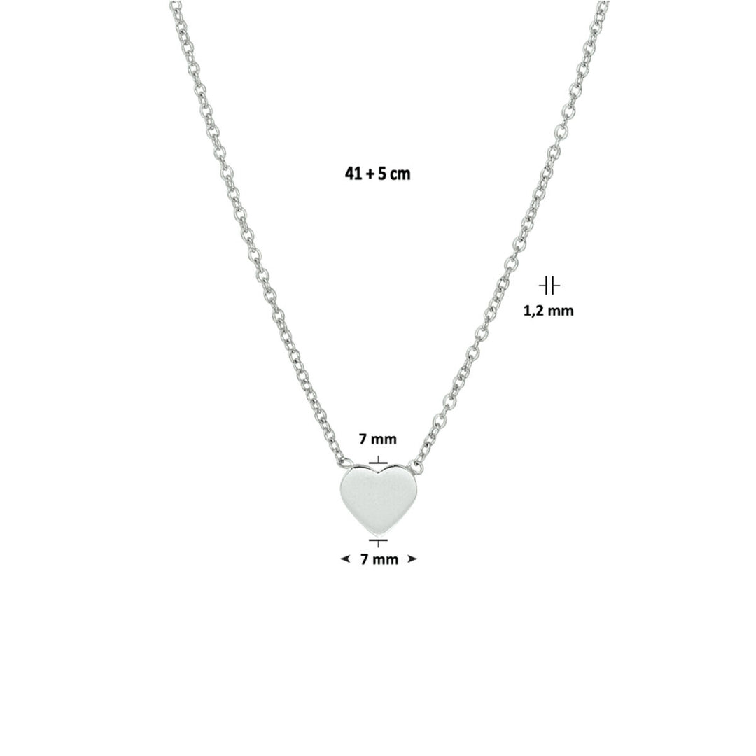 Halskette Herz 41 + 5 cm Silber rhodiniert