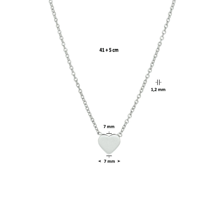 Halskette Herz 41 + 5 cm Silber rhodiniert