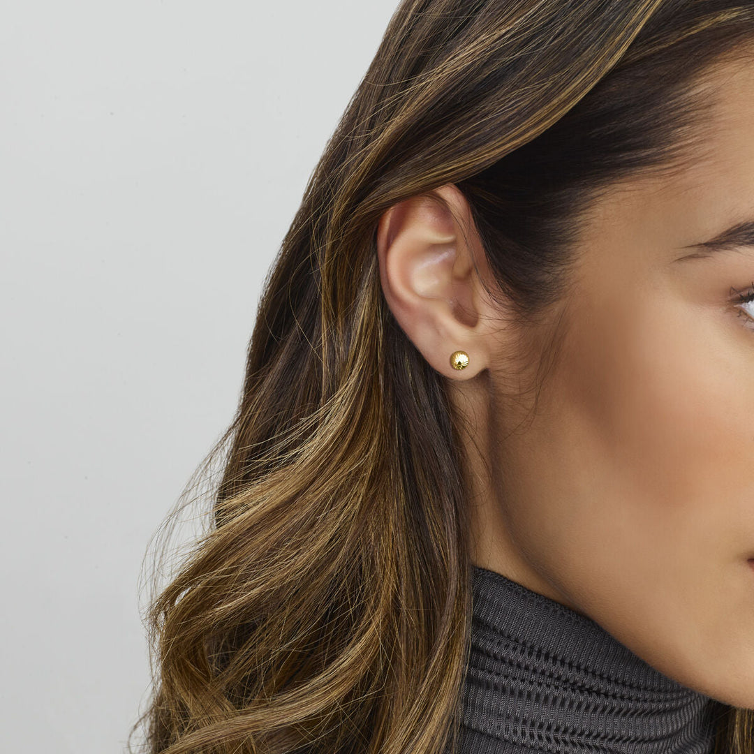 Kugelohrstecker diamantiert aus 14K Gelbgold