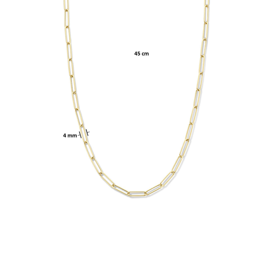 Halskette Büroklammer Rundrohr 4,0 mm 45 cm mit großem Karabinerverschluss 14K Gelbgold