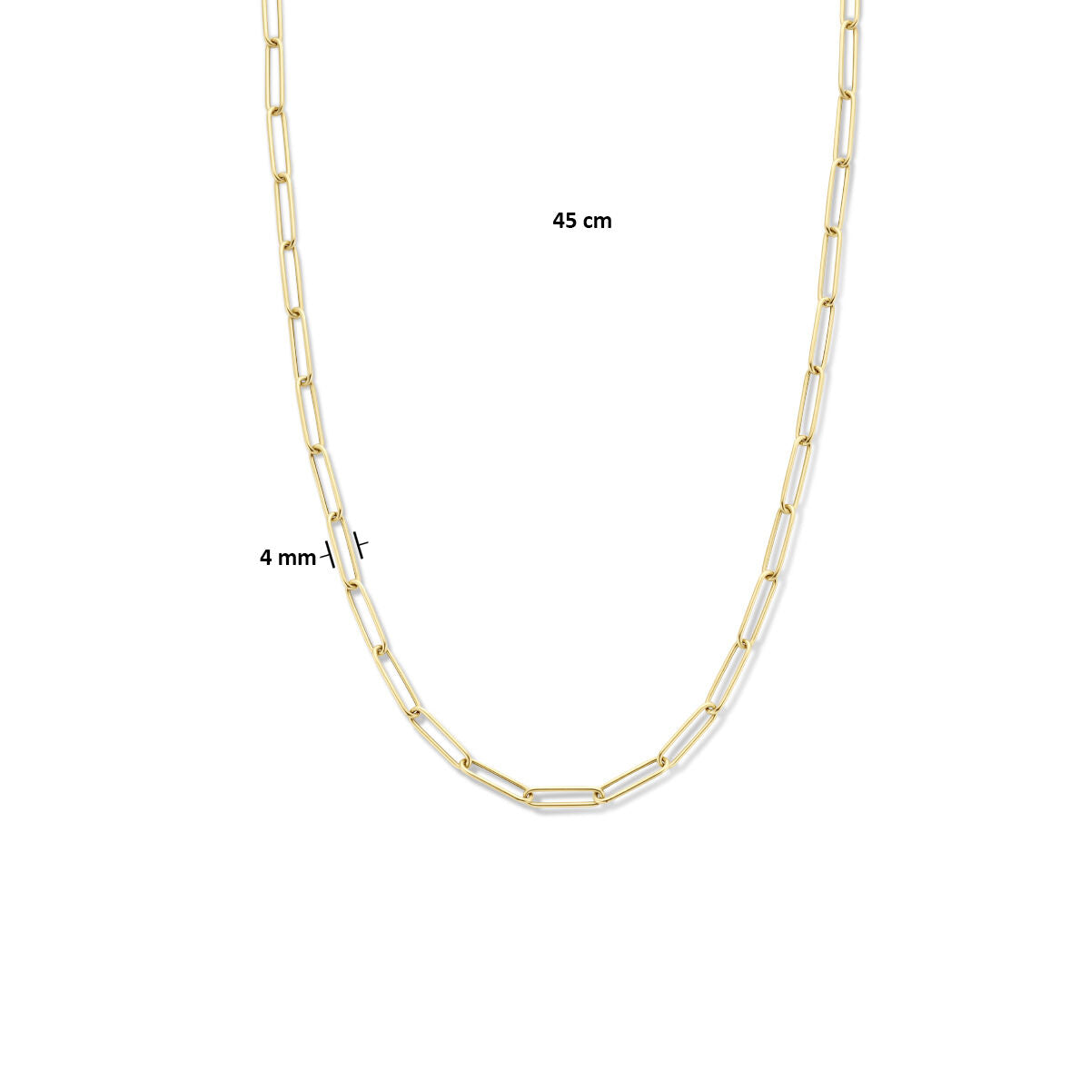 Halskette Büroklammer Rundrohr 4,0 mm 45 cm mit großem Karabinerverschluss 14K Gelbgold