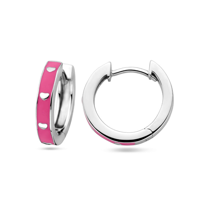 Ohrhänger rosa Emaille, Silber rhodiniert