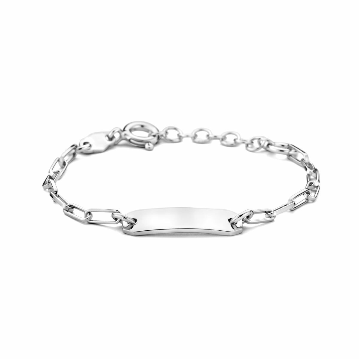Baby-Armband aus rhodiniertem Silber mit 5,0 mm breiter Platte und Gliederkette