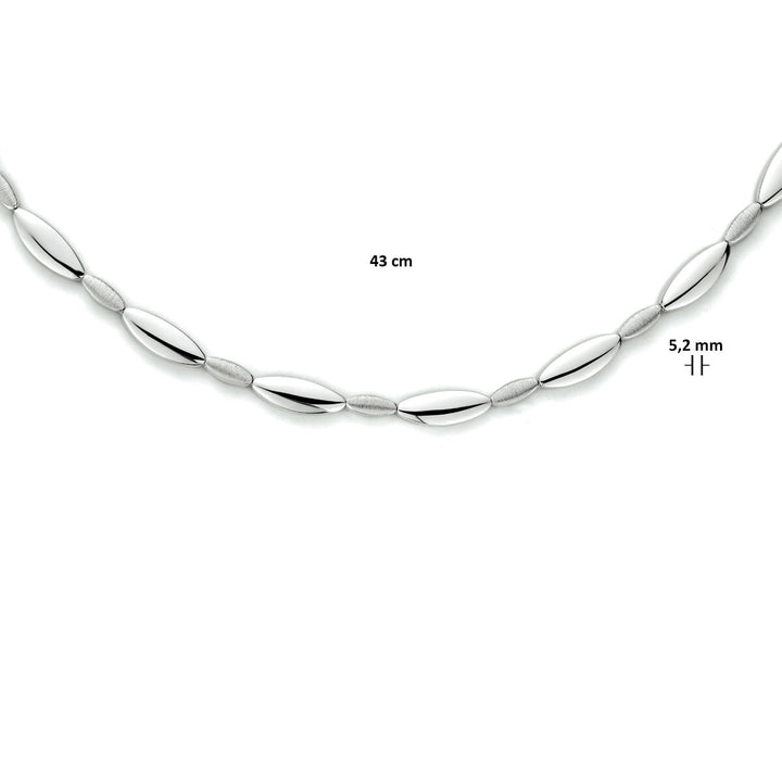 Halskette 5,2 mm 43 cm poly/mattsilber rhodiniert